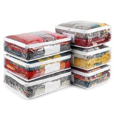 6 Pcs Clear Zippered Plastic Storage Bags Vinyl Sweater Bags Sweater Storage ...