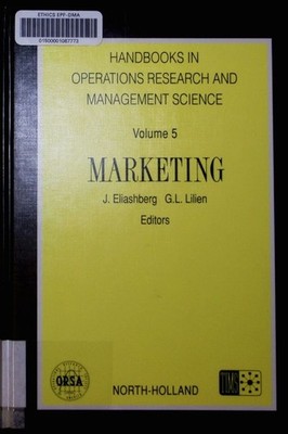 Marketing ed.. Handbooks in operations research and management science 5.
