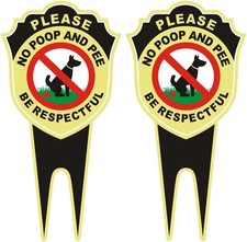 2 Pack 12" X 6" Double Sided No Poop Signs with Stake for Yard