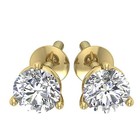 Martini Prong Set Solitaire Stud Earrings 0.80Ct Natural Diamond 14K Yellow Gold — photo 2