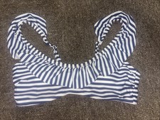 Vineyard Vines bikini swimsuit top stripes flounce blue white Sz med
