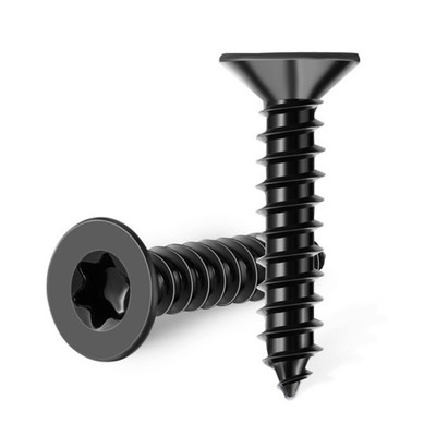 100 PCS #8 X 1-1/4 Inch Black Coated Flat Head Torx/Star Wood Screws, Stainle