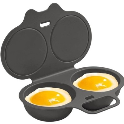 Microwave egg cooker, non-stick egg poacher, breakfast cooker, dark grey