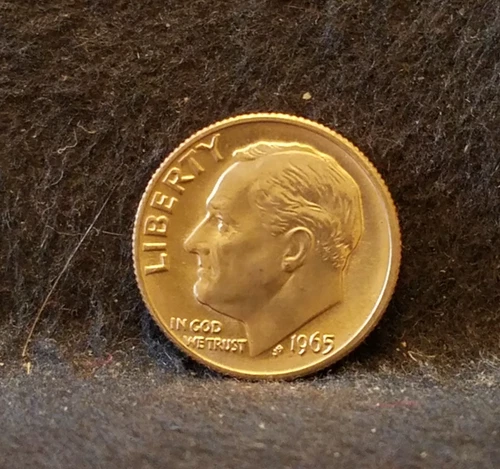 1965-P United States 10 cents - Roosevelt dime, choice UNC, KM-195a (US3)