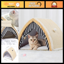 Cozy Cat House  Bed for Indoor Cats, Sisal Scratching Board, Condo with Fluffy