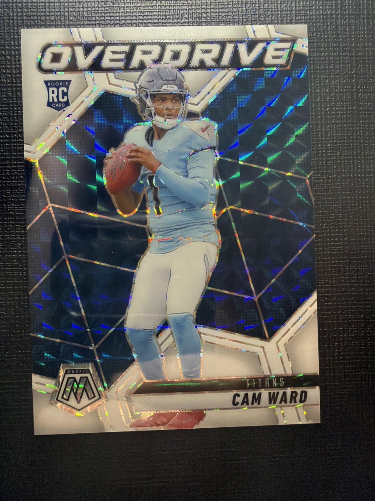 2025 Panini Mosaic Cam Ward Overdrive Prizm WHITE 15/25 Rookie Tennessee Titans