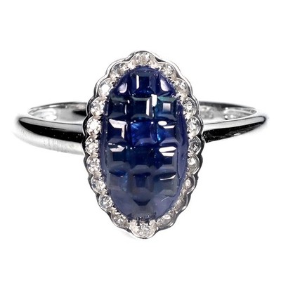 925 Sterling Silver Ring Princess Blue Sapphire 2mm Topaz Gemstone Jewelry Sz 8