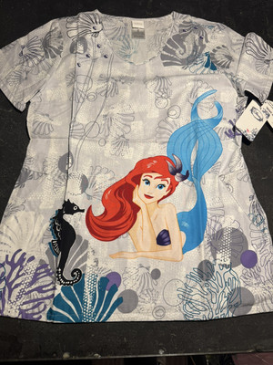Disney Little Marmaid 6919cb  PROY Nurse Scrubs Top Size S New With Tags