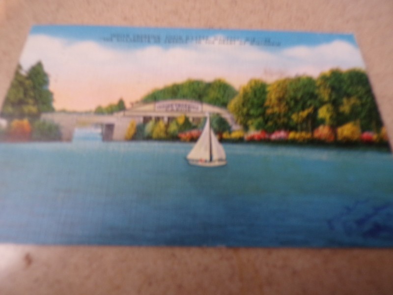OLDER POSTCARD INDIAN CROSSING CHAIN OF LAKES WAUPACA WISCONSIN 1945
