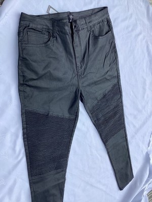 Boohoo Skinny Jeans 40 Coated Biker Jeans 40-32  Black 