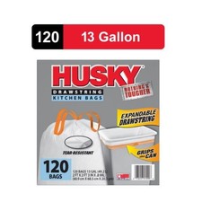 Husky 13 Gallon Tall Kitchen Drawstring Bags, 120 Bags