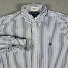 Ralph Lauren Shirt Mens Size 16.5 Blue Striped Pony Dress Button Up Long Sleeve