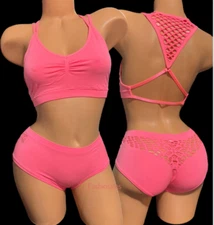 Victorias Secret Set Cutout Unlined Wireless Bralette & Hiphugger Panty Medium