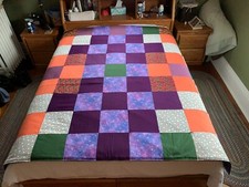 Handmade Handcrafted Purple Quilt Comforter Bedspread 80"x80" Queen/Full NEW