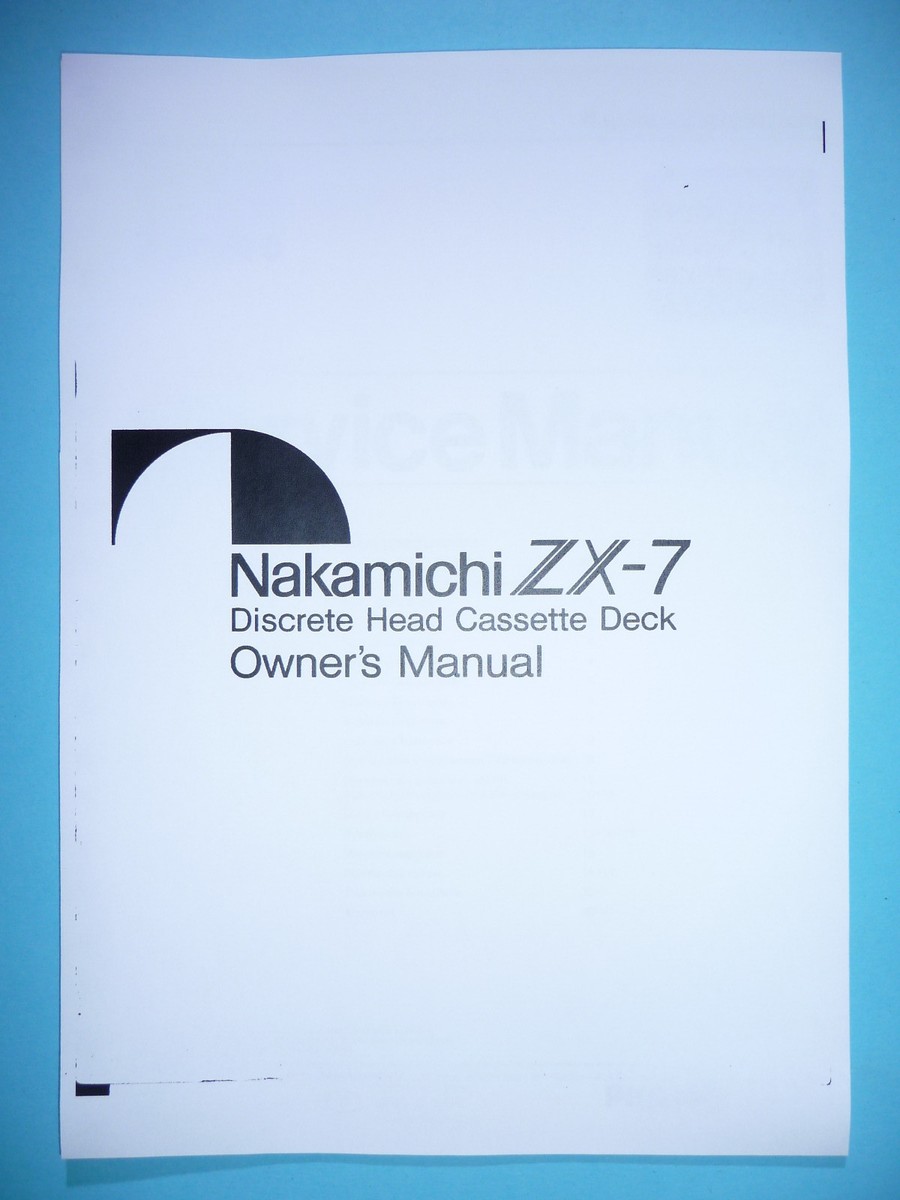 Owner's Manual for Nakamichi ZX-7 | eBay