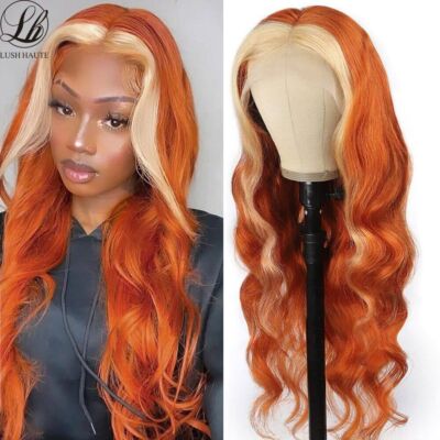 Highlights Lace Wig Synthetic Blonde Stripe Body Wave 