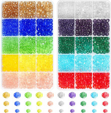 2000 Pcs Briolette Crystal Glass Beads for Jewelry Making, Rondelle Crystal Bead