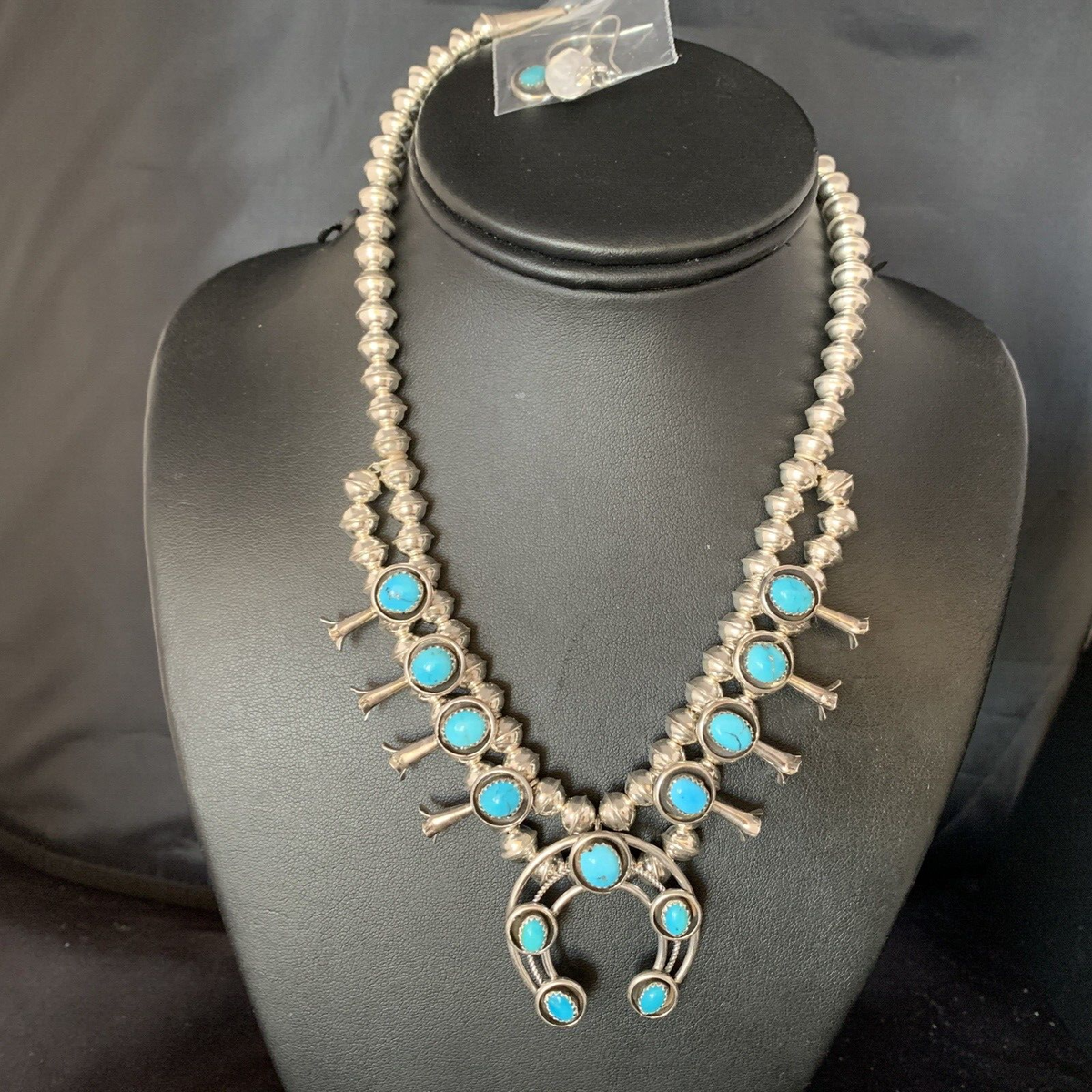 ShadowBox Navajo Kingman SB Turquoise Sterling Squash Naja
