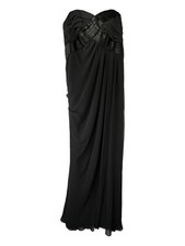 ABS by Allen Schwartz Women Size 6 Gown Dress Black Strapless Zip Side Closure