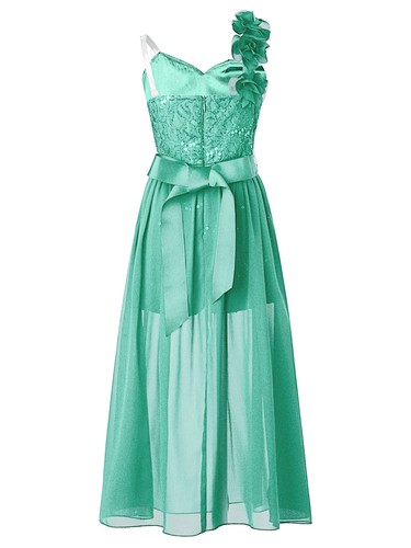 Kids Girls Sequin Pageant Prom Ball Gowns High Low Chiffon Wedding Party Dress - Picture 56 of 78