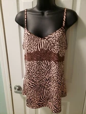 Woman's Natori Josie Pink/Brown Animal Print Cami Size M
