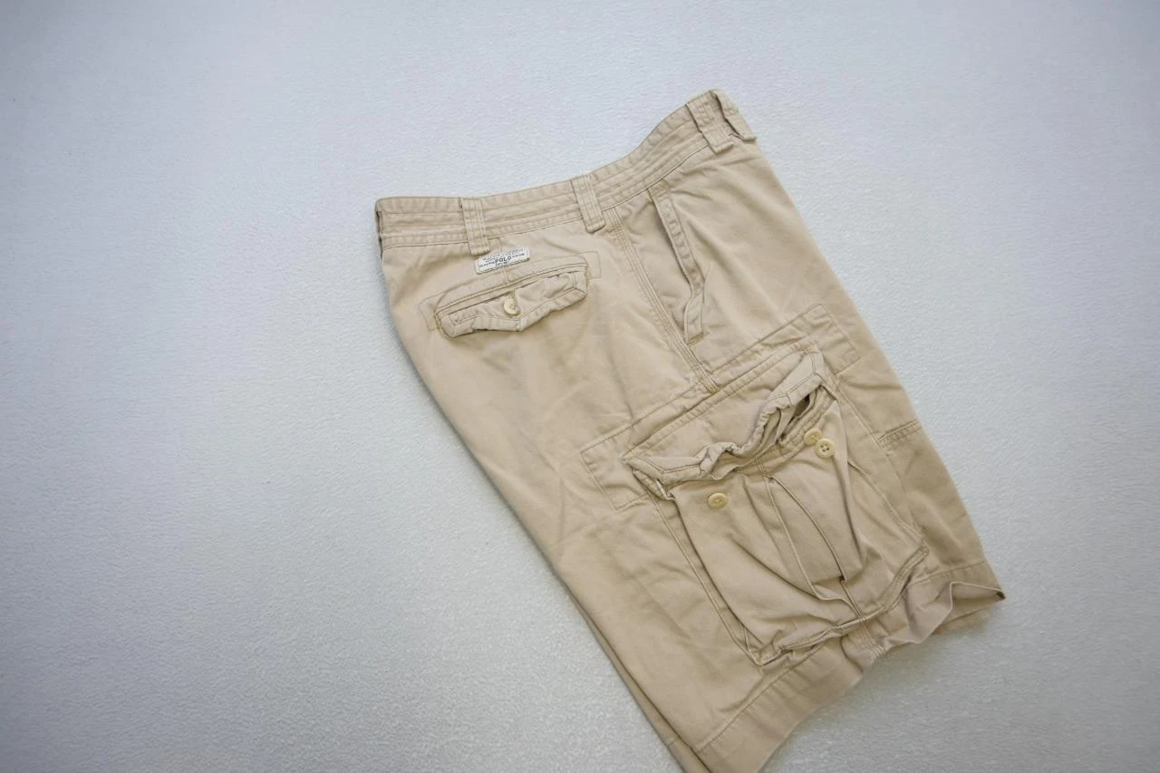 Polo Ralph Lauren Cargo Shorts Camp Rugged Beige Baggy Mens Size 36