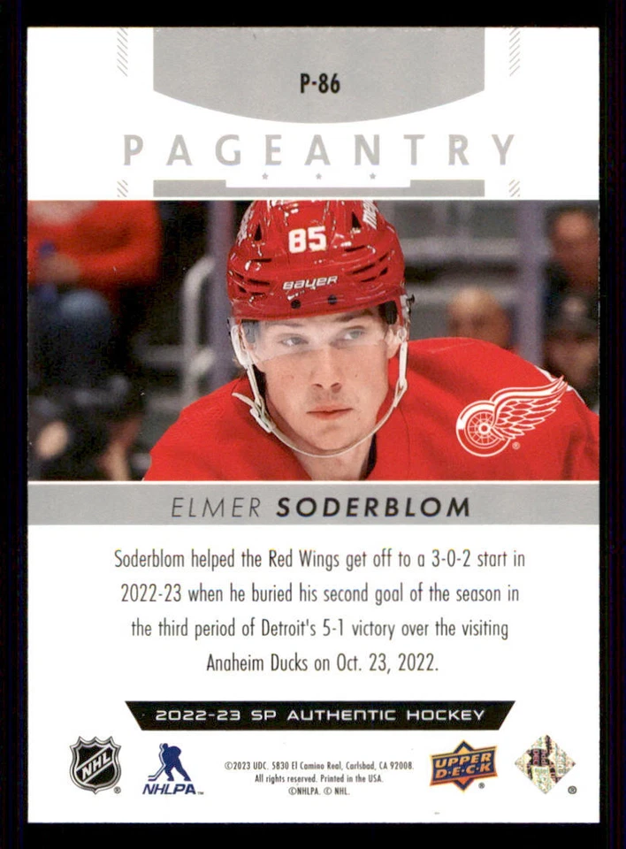 2022-23 SP Authentic Pageantry #P86 Elmer Soderblom - Image 2 of 2