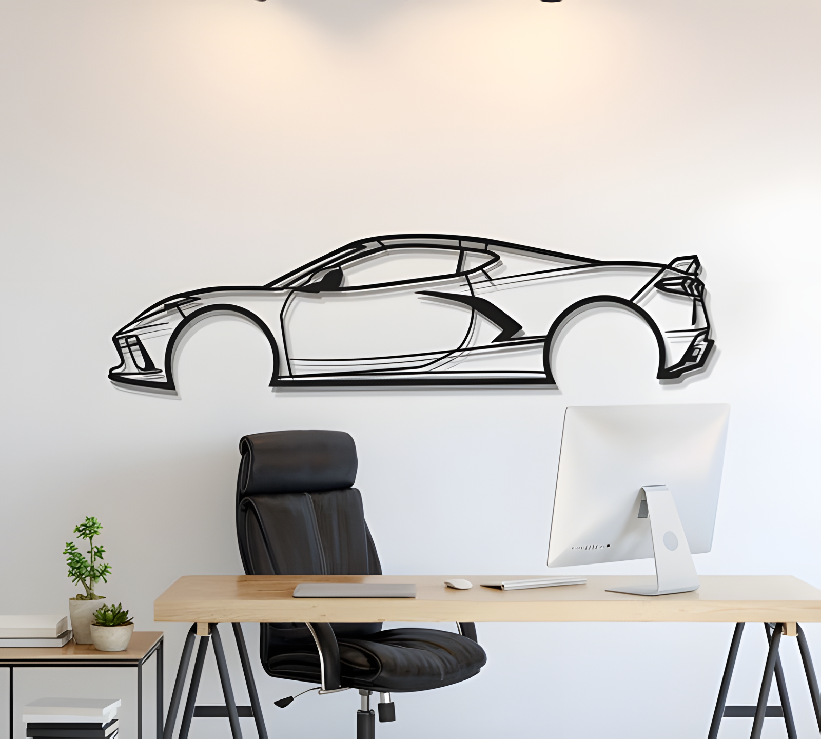 3D Acrylic Metal Car Silhouette Wall Art of 2020 Chevrolet Corvette