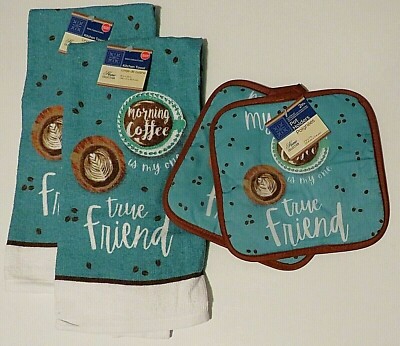 Kitchen Towel Set Morning Coffee is my one True Friend 4 Piece Set