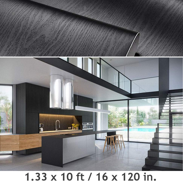 Home Garden Matte Black Wood Vinyl Film Self Adhesive Wallpaper Drawer Liner Peel Stick New Alp Prodavnica Rs www alp prodavnica rs