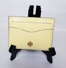 Cartera con tarjetero delgada de charol Tory Burch Emerson - Amarilla vintage