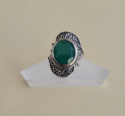 Artisan Crafted Verde Onyx 925 Sterling Silver Solitaire Ring (Size 8) 5.85 Cts
