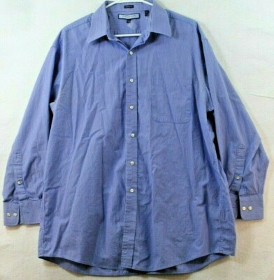 Tommy Hilfiger Mens XL Regular Fit Blue Striped Long Sleeve Button Up Shirt