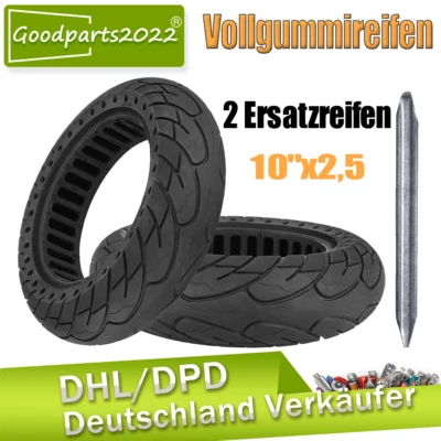 2x Für Ninebot Max G30 G30D Vollgummi Reifen 10x2.5 60/70-6.5 Scooter+Hebelfelge