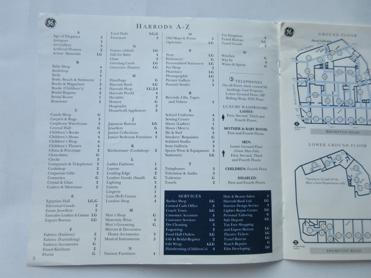 Harrods Store Guide London England 10 pages | eBay