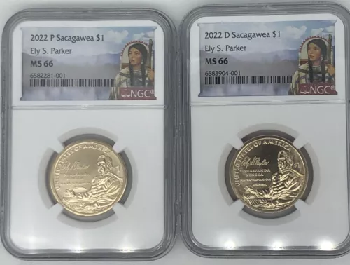 2022 P D $1 SACAGAWEA NGC MS66 ELY S. PARKER HA-SA-NO-AN-DA