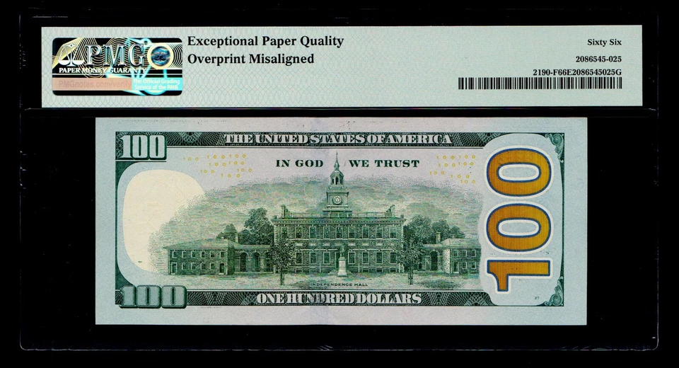 Misalignment Error 2017 $100 Atlanta PMG Gem Uncirculated 66 EPQ - Image 2 of 2