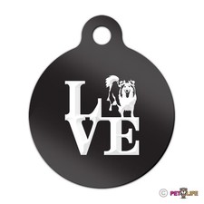 Love Sheltie Engraved Keychain Round Tag w/tab park shetland sheepdog