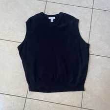 VTG Cypress Links Mens Golf Sweater Vest V Neck Size XL Black Cotton