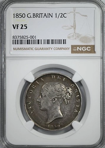 1850 Great Britain 1/2C Half Crown NGC VF25