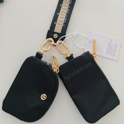 Lululemon Dual Pouch Wristlet Key Chain (Black-Wordmark) Free shipping