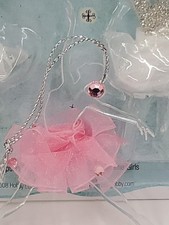 Vntg. Ornaments - Ballerina Set Of 6 Pink/White/Christmas/Ballet/Dance/Gems