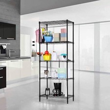 Black 5-Tier Layer Shelf Adjustable Wire Metal Shelving Rack High Quality Garage