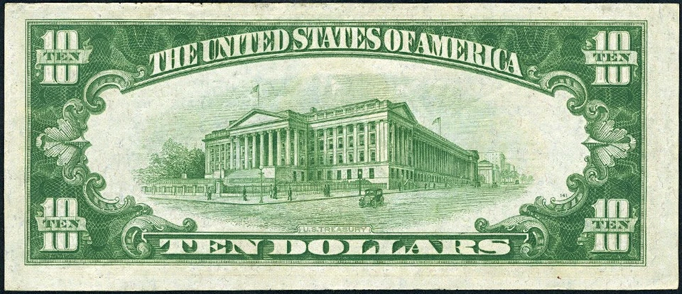 FR. 2002 J $10 1928-B Federal Reserve Note Kansas City J-A Block LGS AU - Image 3 of 3