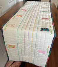 Handmade Easter peeps embroidered table runner 13" x 64"