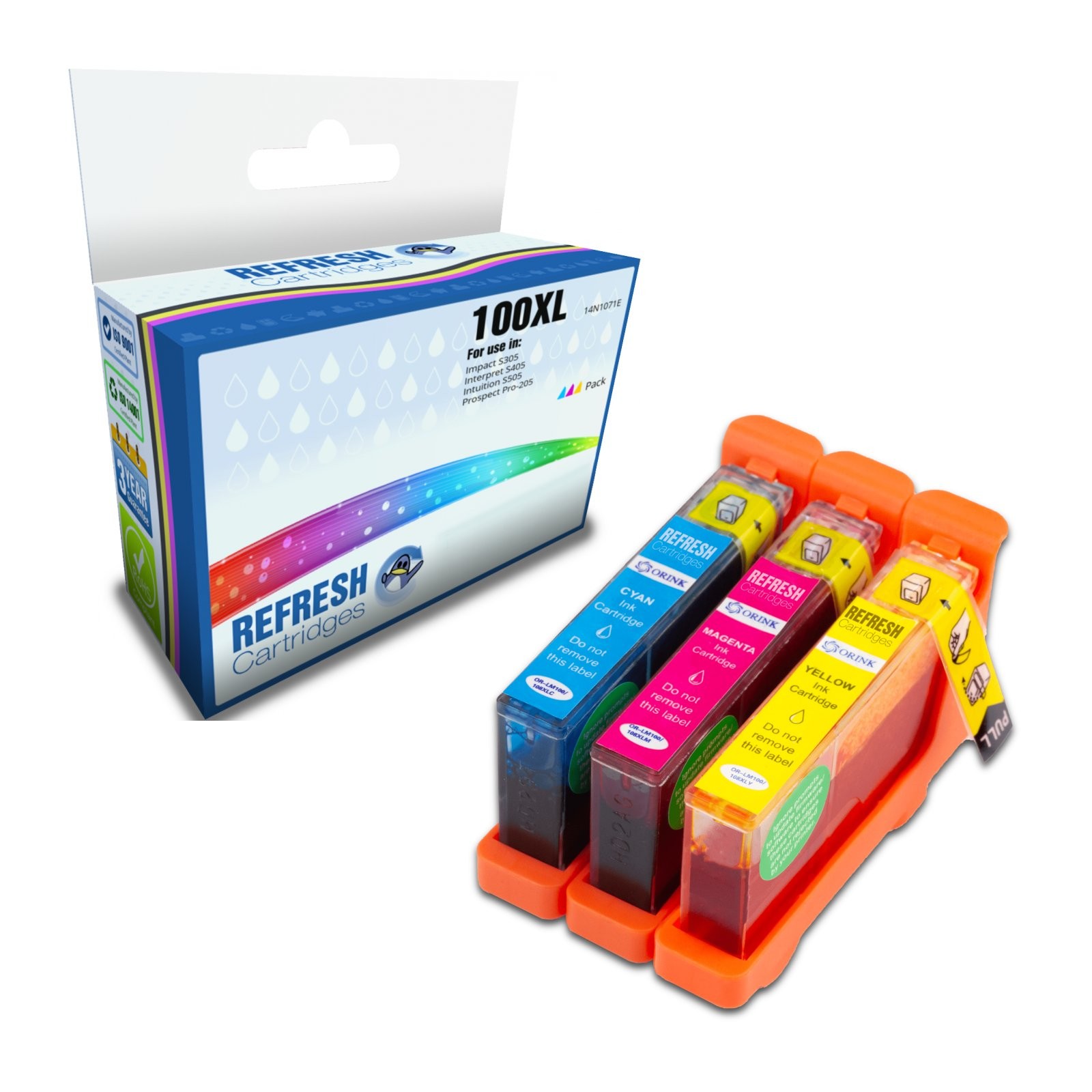 Refresh Cartridges 3 Colour Pack 100XL Ink Compatible With Lexmark Printers
