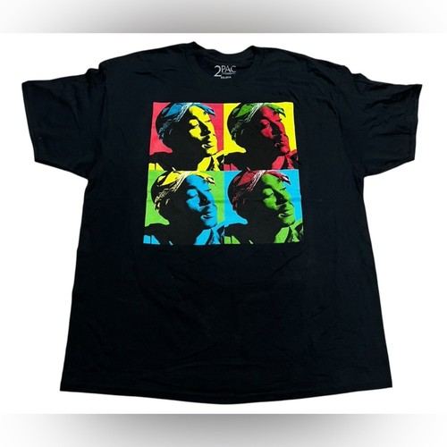 2Pac Tupac Shakur men's Black Graphic T-Shirt rapper rap music size 2XL ...