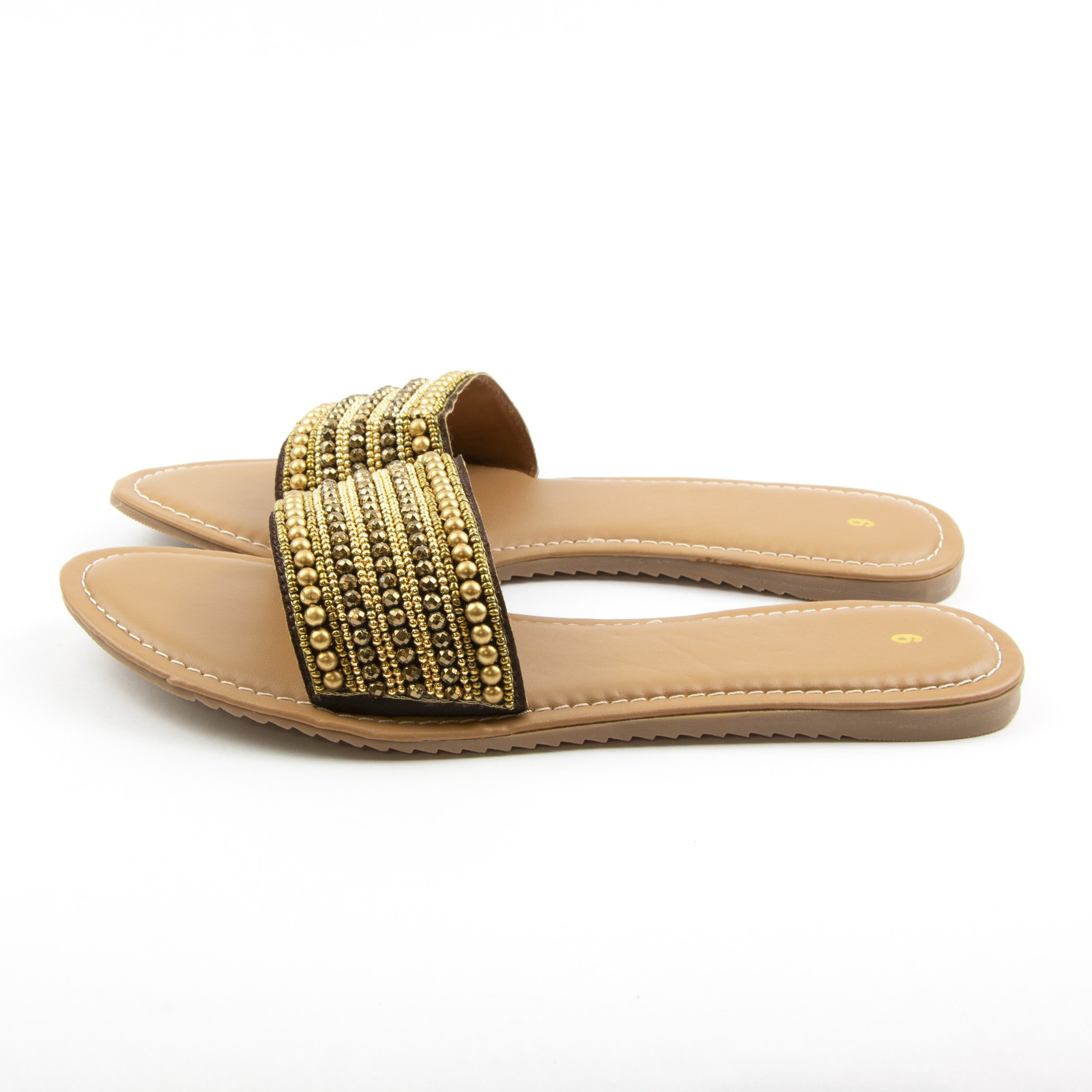 PANTOFOLA D’ORO Sandali donna Skyline Collection memory foam oro con perline a mano taglia 6