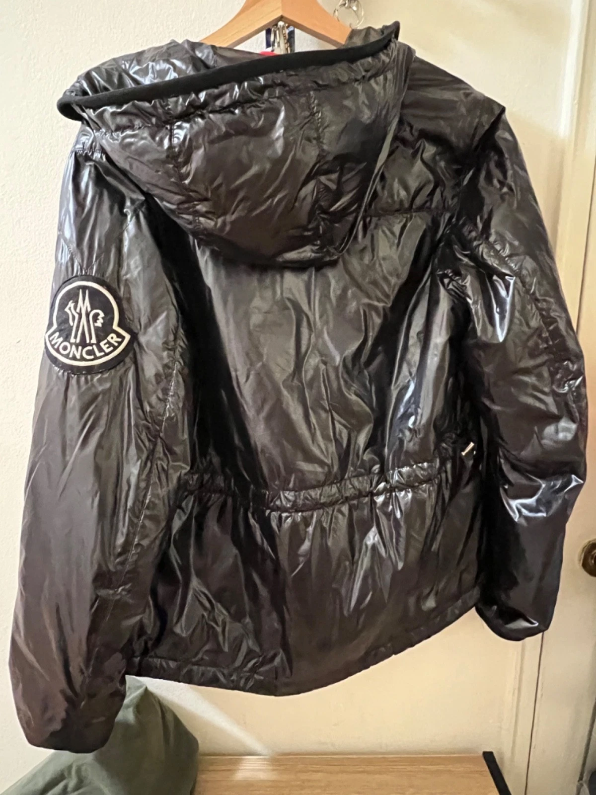 Moncler Lafond Black Nylon Down Jacket Men's Size 2 Hooded Glossy Puffer Jacket - product detail image 12