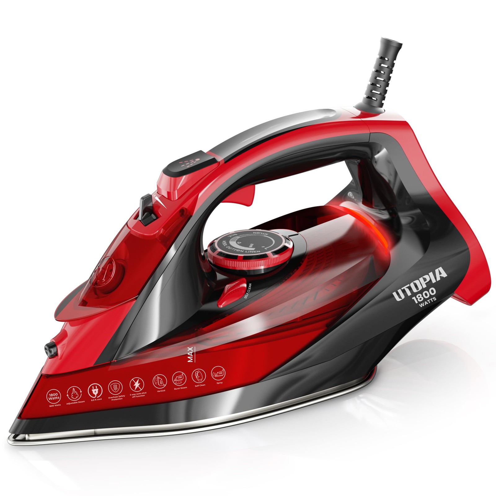 For Clothes - Non-stick Soleplate - 1800w Clothes Iron With 